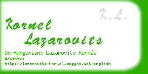 kornel lazarovits business card